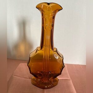Imperial Banjo Amber Glass Vase